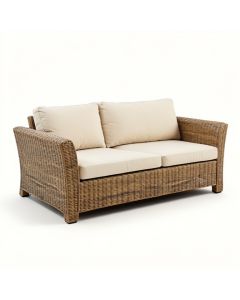 Ametra 122 '' Wide Outdoor Wicker Patio Sofa With Cushions (synthetic illustration; no displayed measurements)
