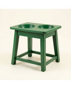 Dune Arc Pet Feeding Stand With Two Plain Empty Bowls (synthetic illustration; no displayed measurements)