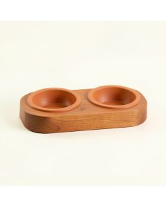 Maple Canyon Pet Feeding Stand With Two Plain Empty Bowls - Terracotta (synthetic illustration; no displayed measurements)