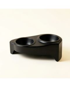 Dawn Crest Pet Feeding Stand With Two Plain Empty Bowls - Black (synthetic illustration; no displayed measurements)