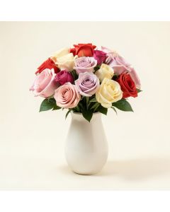 Roses Floral Arrangement In Vase (synthetic illustration; no displayed measurements)