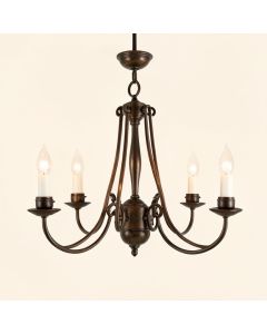 Mollett 5 - Light Shaded Tiered Chandelier With Wrought Iron Accents (synthetic illustration; no displayed measurements)