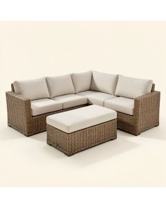 Merlyn 8-Piece Patio Wicker Corner Sofa With Cushions , Ottoman And Coffee Table (synthetic illustration; no displayed measurements)