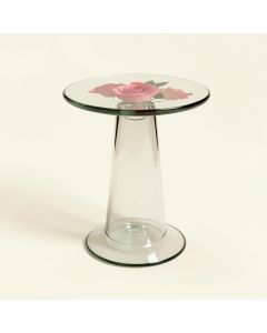 Roses Glass Topped End Table (synthetic illustration; no displayed measurements)
