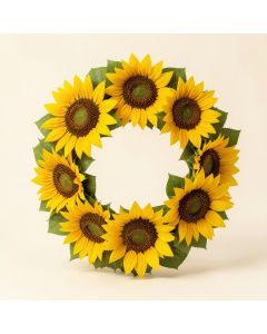 Sunflower 16 '' Wood Wreath (synthetic illustration; no displayed measurements)