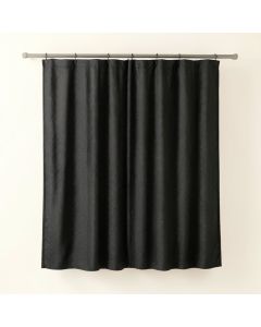 Shore Bend Shower Curtain Hanging Flat From A Plain Rod - Black (synthetic illustration; no displayed measurements)