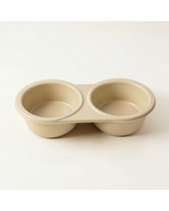 Hazel Bend Pet Feeding Stand With Two Plain Empty Bowls - Beige (synthetic illustration; no displayed measurements)