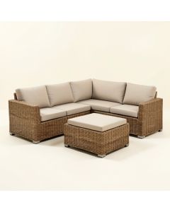 Adal Outdoor Patio 4 Piece Rattan Sectional Seating Group With Cushions (synthetic illustration; no displayed measurements)