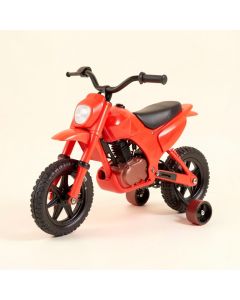 Kids Electric Battery-Powered Ride-On Dirt Bike Toy With Training Wheels (synthetic illustration; no displayed measurements)