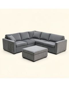 Dojno 120 '' Wide Velvet Reversible Modular Corner Sectional With Ottoman (synthetic illustration; no displayed measurements)