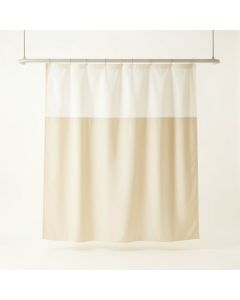 Pine Branch Shower Curtain Hanging Flat From A Plain Rod - Cream (synthetic illustration; no displayed measurements)