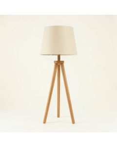 Rowan Bridge Floor Lamp With A Plain Fabric Shade - Beige (synthetic illustration; no displayed measurements)