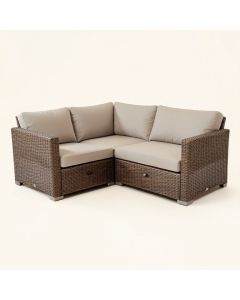 Kathy Ireland Homes & Gardens River Brook Single Ash Wicker Patio Sectional With Cushions (synthetic illustration; no displayed measurements)