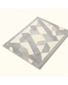 Geometric Diamond Shaped Mosaic Motif Digital Minimalist Display Grey White Kitchen Mat (synthetic illustration; no displayed measurements)