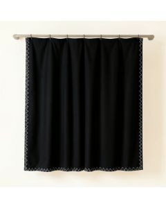 Wren Crossing Shower Curtain Hanging Flat From A Plain Rod - Black (synthetic illustration; no displayed measurements)