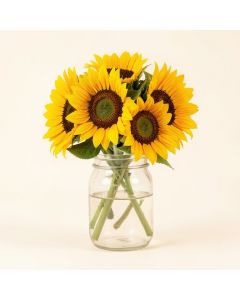 Sunflowers Floral Arrangement In Mason Jar (synthetic illustration; no displayed measurements)