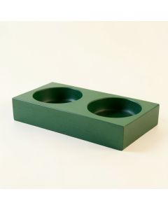 Vale Bluff Pet Feeding Stand With Two Plain Empty Bowls - Green (synthetic illustration; no displayed measurements)