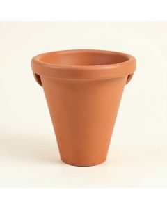 Cedar Bridge Empty Railing Planter With Integral Brackets - Terracotta (synthetic illustration; no displayed measurements)