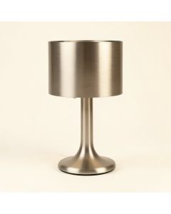 Zainab 19.5 '' Brushed Steel Table Lamp With Outlet (synthetic illustration; no displayed measurements)