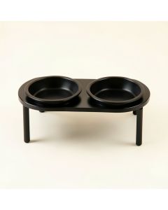 Vale Bridge Pet Feeding Stand With Two Plain Empty Bowls - Black (synthetic illustration; no displayed measurements)