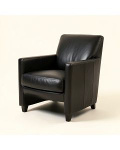 Ersula Leather Upholstered Dining Chair In Black (synthetic illustration; no displayed measurements)