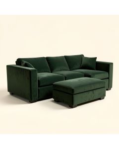 Marciano 104 '' Wide Velvet Reversible Modular Sofa & Chaise With Ottoman (synthetic illustration; no displayed measurements)