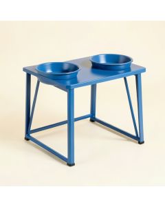 Meadow Field Pet Feeding Stand With Two Plain Empty Bowls - Blue (synthetic illustration; no displayed measurements)