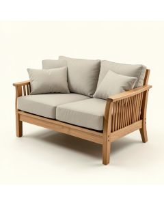 Summerton Teak Loveseat With Cushions (synthetic illustration; no displayed measurements)