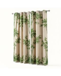 Gotzon Sun Bamboo Tree Scene Graphic Print & Text Semi-Sheer Single Curtain Panel (synthetic illustration; no displayed measurements)