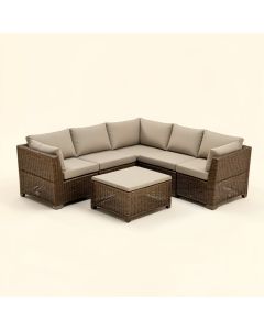 Finnbar Patio 7 Piece Rattan Sectional Seating Group With Cushions (synthetic illustration; no displayed measurements)