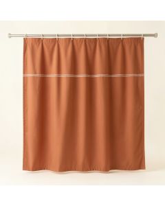 Stone Crest Shower Curtain Hanging Flat From A Plain Rod - Terracotta (synthetic illustration; no displayed measurements)