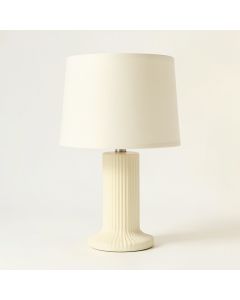 Reed Crest Table Lamp With A Plain Fabric Shade - Cream (synthetic illustration; no displayed measurements)