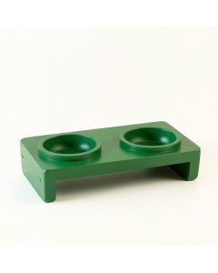 Maple Branch Pet Feeding Stand With Two Plain Empty Bowls - Green (synthetic illustration; no displayed measurements)