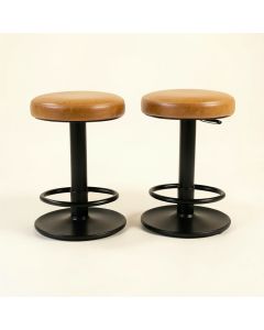 Borchardt Adjustable Stool With Swivel ( Set Of 2 ) In Vintage Caramel Pu And Black (synthetic illustration; no displayed measurements)