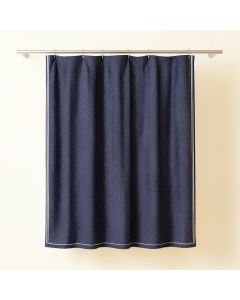 Willow Bridge Shower Curtain Hanging Flat From A Plain Rod - Navy (synthetic illustration; no displayed measurements)