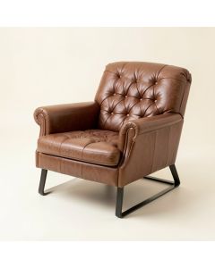 33.75 '' Wide Tufted Top Grain Leather Lounge Chair (synthetic illustration; no displayed measurements)