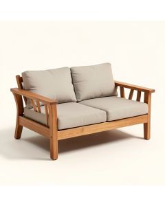 Calabria Sonoma Teak Patio Sofa With Cushions (synthetic illustration; no displayed measurements)