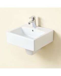 White Ceramic Rectangular Wall Mounted Bathroom Sink (synthetic illustration; no displayed measurements)