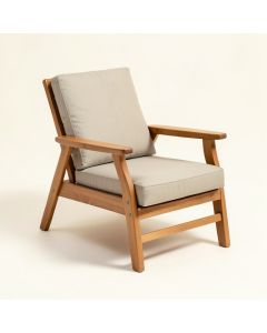 Brunswick Teak Patio Chair With Cushions (synthetic illustration; no displayed measurements)
