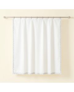 Birch Falls Shower Curtain Hanging Flat From A Plain Rod - White (synthetic illustration; no displayed measurements)