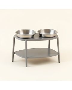 Holly Bend Pet Feeding Stand With Two Plain Empty Bowls - Gray (synthetic illustration; no displayed measurements)