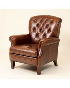 31 '' Wide Tufted Top Grain Leather Club Chair (synthetic illustration; no displayed measurements)