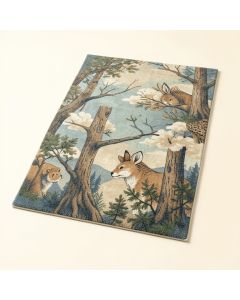 Woodland Animal Print Tufted Wool Blue/Beige Area Rug (synthetic illustration; no displayed measurements)