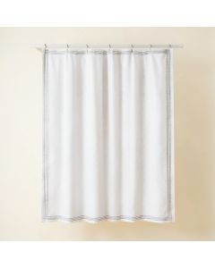 Birch Crossing Shower Curtain Hanging Flat From A Plain Rod - White (synthetic illustration; no displayed measurements)