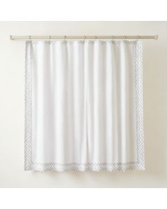 Willow Crossing Shower Curtain Hanging Flat From A Plain Rod - White (synthetic illustration; no displayed measurements)