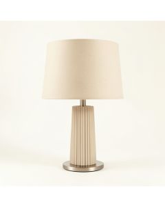 Juniper Crossing Table Lamp With A Plain Fabric Shade - Beige (synthetic illustration; no displayed measurements)