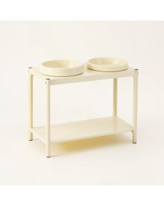 Fern Dale Pet Feeding Stand With Two Plain Empty Bowls - Cream (synthetic illustration; no displayed measurements)