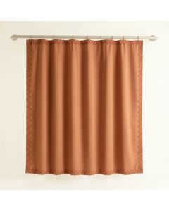 Linden Edge Shower Curtain Hanging Flat From A Plain Rod - Terracotta (synthetic illustration; no displayed measurements)