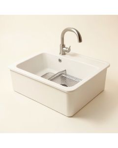 Nepal 33 '' L X 19 '' W Farmhouse/Apron Kitchen Sink With Sink Grid And Strainer (synthetic illustration; no displayed measurements)