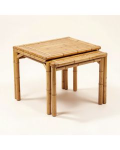 Lorenzo Bamboo-Look Stainless Steel 2 Piece Nesting Tables (synthetic illustration; no displayed measurements)